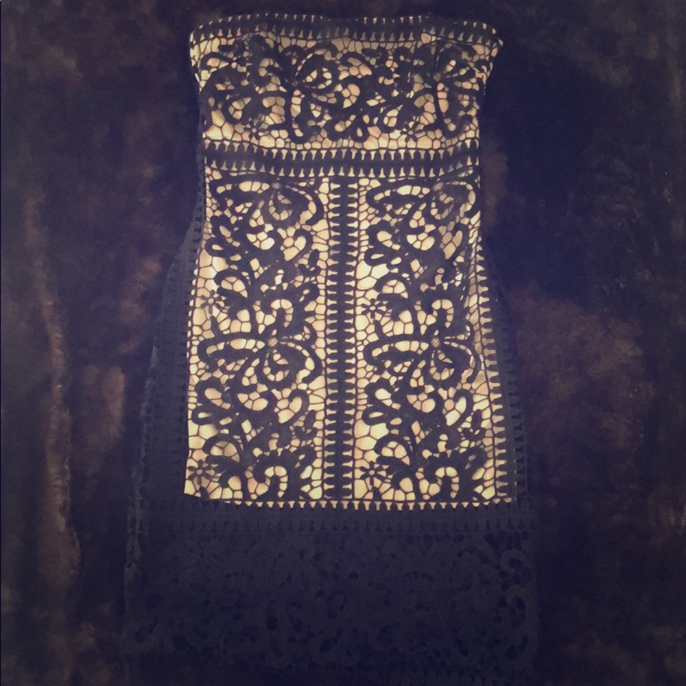 Black and cream super cute strapless dress